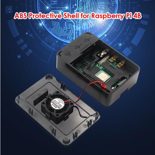 Plastic Case Box Enclosure with Cooling Fan Cooler Kit for Raspberry Pi 4B for GPIO CSI Camera Display Port POE Fixing