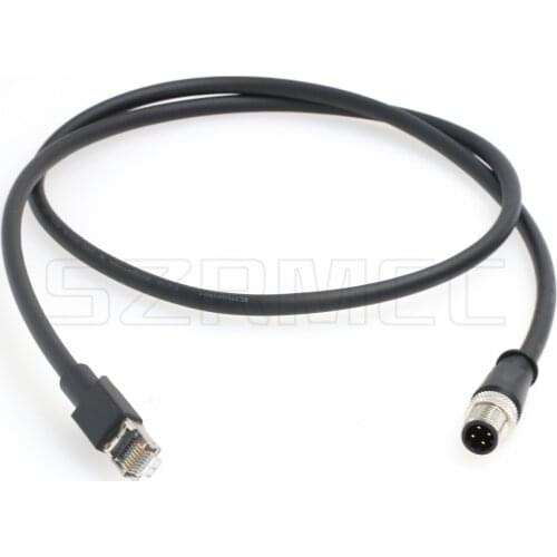 Industrial Camera Ethernet Shielded Cable M12 4 Pin D Coded Male to RJ45 Male High Flex Cat5e