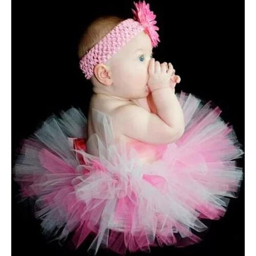 Cute Retail Baby Tutu Skirts Girls Fluffy Tulle Pettiskirts with Flower Headband Sets Newborn Birthday Party Tutus Skirt Clothes