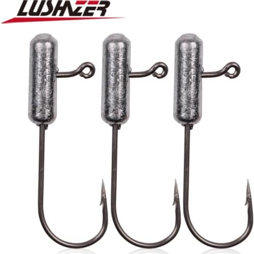 10pcs/lot LUSHAZER fishing hook jig lead head fishing hooks 1.5g single hook for soft lure Jigging Worm Shad Hook