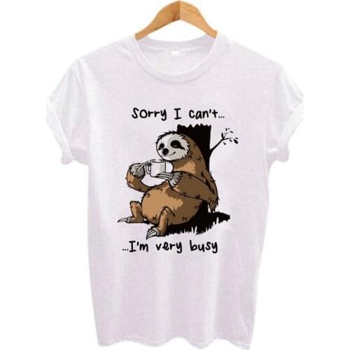 Cartoon sloth Print Women t shirt 2019 Plus Size Casual Short Sleeve O-Neck t-shirt Cute style Tumblr tshirts camiseta mujer