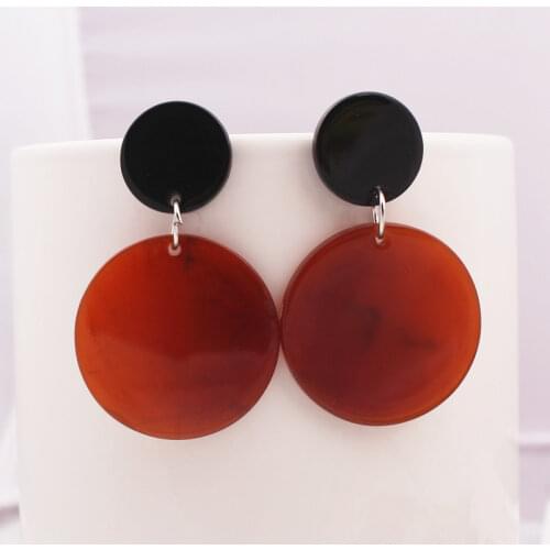 Leopard Acrylic Resin Round Dangle Earrings For Women Geometry Big Circle Square Earrings Acetate Brincos New Fashion Jewelry