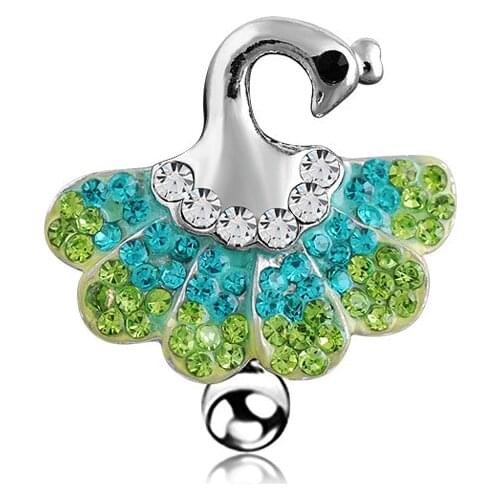 Shambhala Full CZ Peacock Navel Belly Button Rings Body Navel Piercings Belly Piercing Nombril Fake Piercing Ombligo