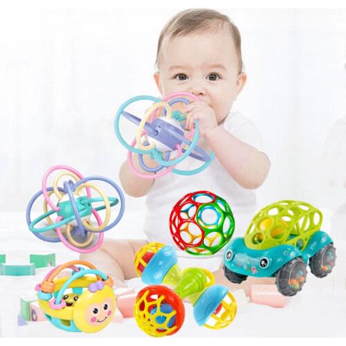 Silicone Rattle Teether Ball with Butterfly Rattle Easy to Hold Soothing Sensory Toy For Baby Infant 0-12 Months Education Toys
