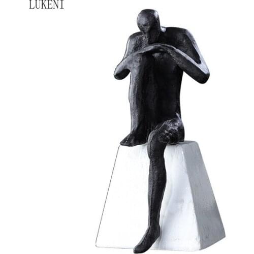 RESIN THINKER CHARACTER STATUE ABSTRACT FIGURINE ANTIQUE HOME DECOR SCULPTURE DECORATION CRAFT FURNITURE LIVING ROOM ORNAMENT