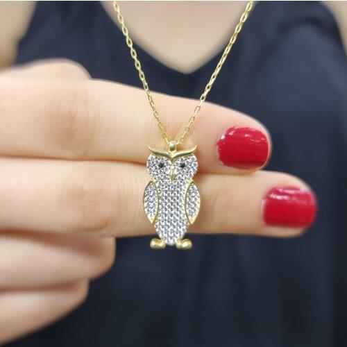Owl 925 Sterling Silver, Gold, Rose Plated Necklace For Women Girls Handmade Fashion Jewelry Elegant Minimalist