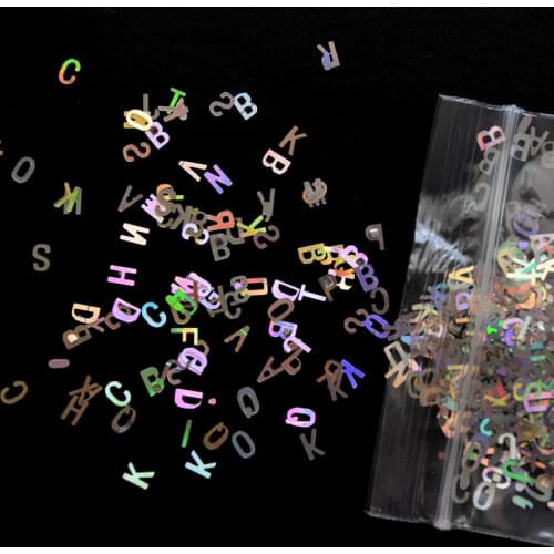 1Bag Mirror Sparkly letter Nail Sequins Paillette Colors Nail Holographic Glitter 3D Flakes Slices Art Accessories