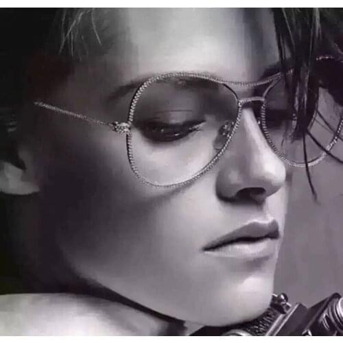 MINCL 2019 Vintage Women pilot Clear Glasses Frame Optical Glasses Bling stones Men Eyeglasses Frames handmade fashion shades NX