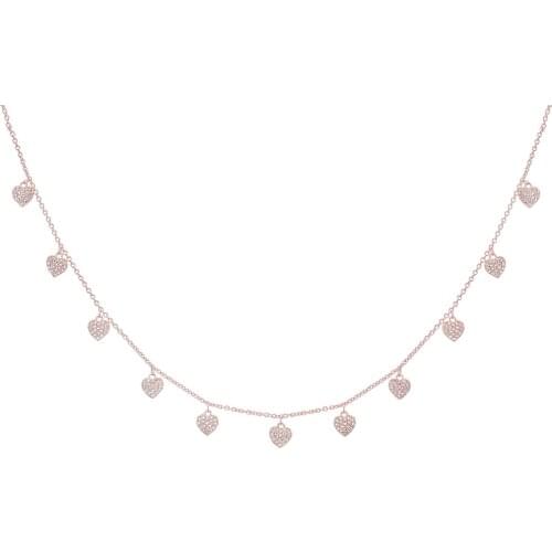 Cubic Zirconia Hearts Drop Necklace For Women Rose Gold Choker Chain Necklace Party Wedding Gifts Elegant Jewelry Dropship 2019