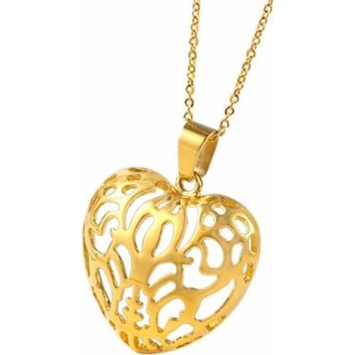 RIR Stainless Steel Hollow Love Heart Necklaces Temperament Female Wedding Bridesmaid Jewellery Necklace Gifts