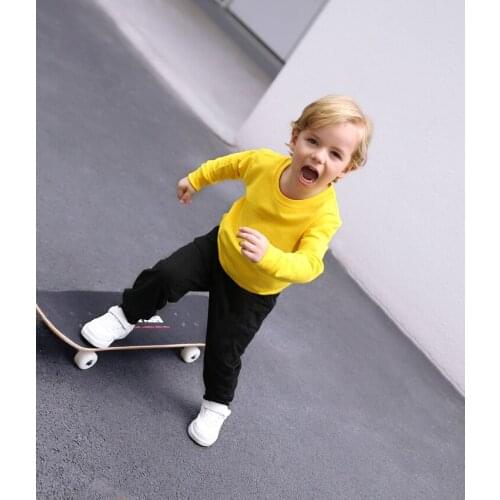 1-10yrs boys clothes pullovers T-Shirt solid color Long Sleeve casual children clothing toddler girls sweatshirts