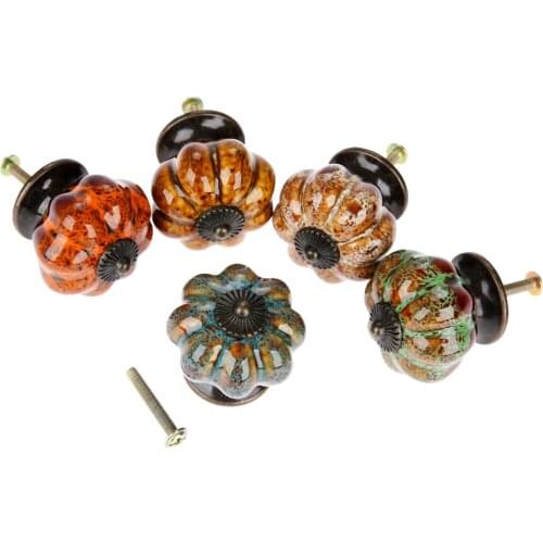 1Pc Furniture Handle Ceramic Knobs Pumpkin Dresser Knob Drawer Cabinet Handle Kitchen Door Knobs Furniture Hardware