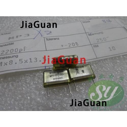 20PCS NEW WIMA MP3-X2 0.0022uF/250VAC PCM10 2.2NF 250VAC 2200PF 2n2 222/250VAC 222 P10MM WIMA-MP3-X2