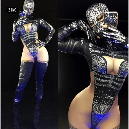 Tattoo Muscle Man bodysuit Male guest gogo sexy Dj DS club catwalk print jumpsuit sets skinny stage dance costume rave festival