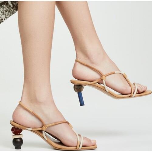 Summer Strap Women Sandals Fashion Ball Heeled Slingback Sandal 8CM Ladies Shoes High heels Wedding Bride shoes