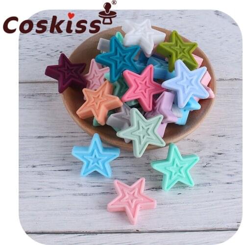 Coskiss Double Five-pointed Star 5pcs Silicone Pentagram BPA Free Baby Teething Nursing Necklace Bracelet Accessories