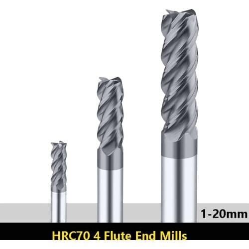 BEOND 1pcs High Hardness Carbide End Mill Tungsten Steel Milling Cutter HRC70 4 Edge Lengthened CNC Machine Tools 1-20mm
