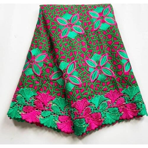 2021 Hot Sale Embroidery African Wax Lace Ankara Fabric For Party Dress High Quality Water Soluble Lace Mix Wax Fabric