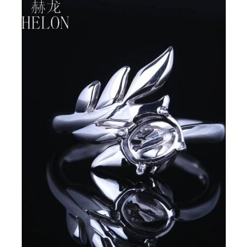 HELON Sterling Silver 925 Prong Setting Finger Ring Semi Mount Vintage Antique Fine Jewelry Ring Fit 13x9mm Oval cabochon