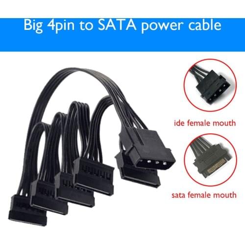Molex 4Pin1 to 5 SATA 15 Pin Hard Drive Power Supply Splitter Cable 18AWG 4Pin Male to 15 Pin Female Power Adapter Cord 30 inch