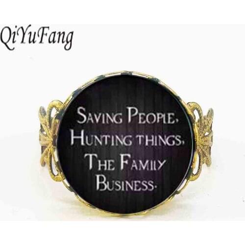 Supernatural leather Ring chain Saving People Hunting things family business Dean winchester sam glass Cabochon man woman