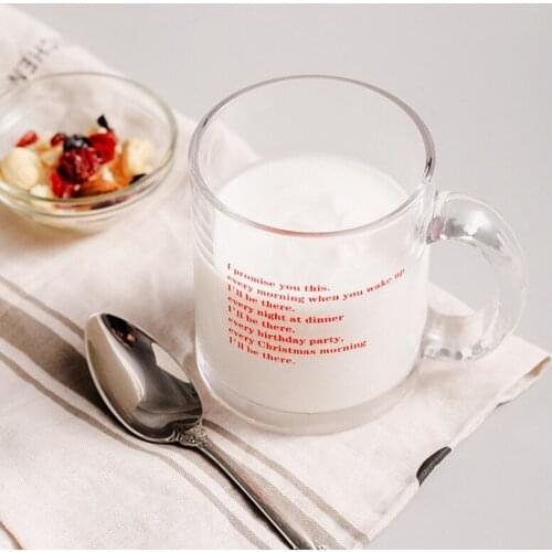 Ins Style Mug Glass English Letter Cup Milk Tea Juicecoffee Cups Simple Breakfast Water Bottles Gifts