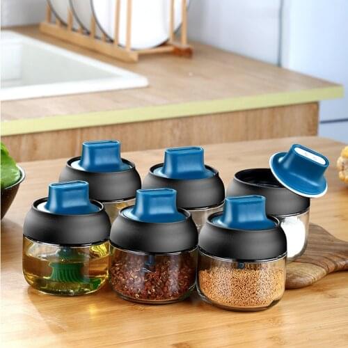 Kitchen Glass Spice Jars With Lid Salt And Pepper Shakers Set Seasoning Organizer Herbs Soy Sauce Oil Bottle With Label Paper