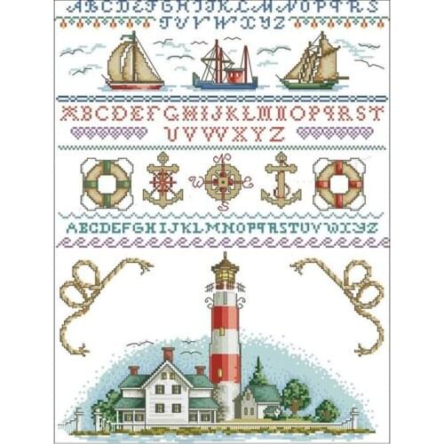 TOP Seaside town patterns Counted Cross Stitch 11CT 14CT DIY Cross Stitch Kits Embroidery Needlework Sets
