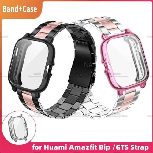 Metal Strap + Case For Xiaomi Huami Amazfit Bip /GTS Wrist Strap Bracelet Band for Amazfit Stratos 2 3 Amazfit GTS Watchband