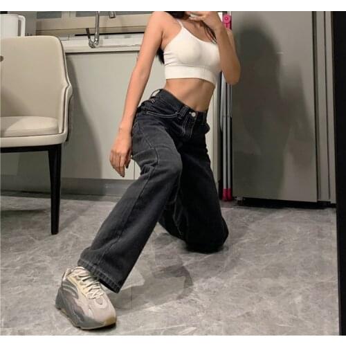 Fashion Baggy Boyfriend Jean Women Trousers Jeans Woman High Waist 2021 New Wide Leg Female Pants Straight Loose Black Mom Pants