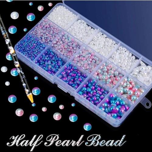Half Round Pearl Set DIY Jewelry Accessories Gradient ABS Flat Bottom Mermaid Nail Art Jewelry Accessories Half-face Imitation