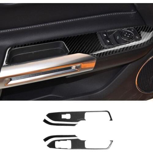 Carbon Fiber Car-styling Stickers Window Control Switch Panel Interior Trim Cover Fit For Ford Mustang 2015-2019 Accessories