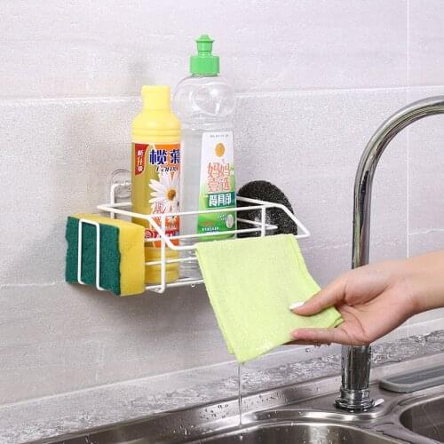 Wall-Mounted Kitchen Drain Rack, Faucet Sink Storage Rack, Used To Store Sponge Rag Seasoning Jars, Kitchen Non-Perforated Racks