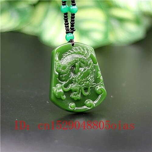 Natural Green Chinese Jade Dragon Pendant Necklace Charm Jadeite Jewelry Carved Amulet Fashion Accessories Gifts for Women Men