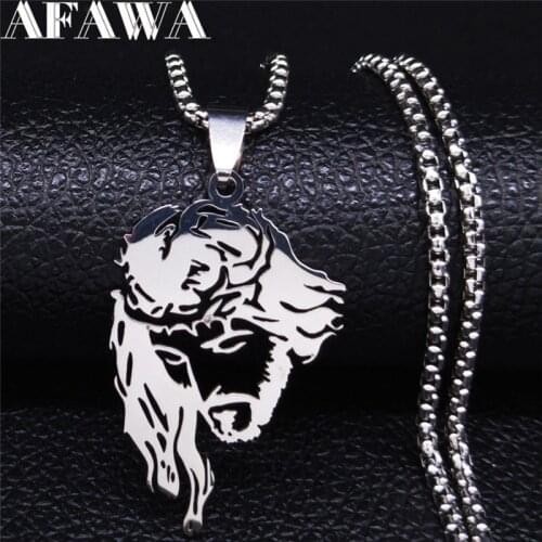 AFAWA 2021 Jesus Stainless Steel Necklaces & Pendants Women Silver Color Statement Necklace Jewelry gargantilla N4203S02