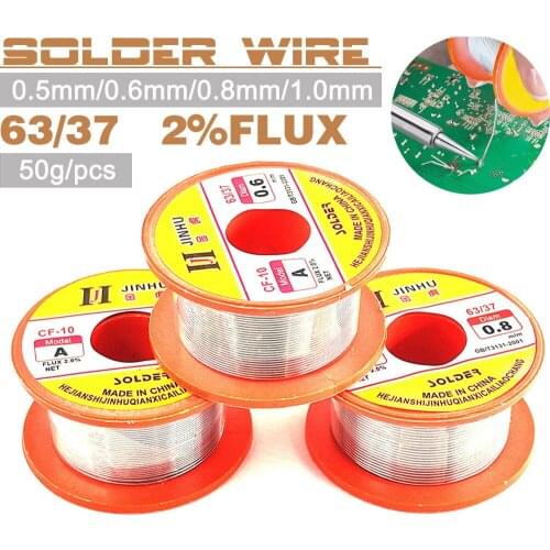 50g Desoldering Wires Braid Mechanic Rosin Core Solder Wire Roll 0.5/0.6/0.8/1.0 mm 63/37 FLUX 2.0% 45FT Tin Wire Melt