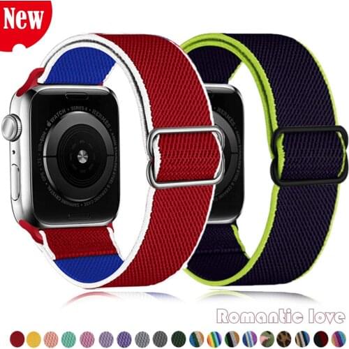 Scrunchie Strap for Apple watch band 44mm 40mm 38/42mm Adjustable Elastic Nylon solo Loop bracelet for iWatch series 6 5 4 3 Se