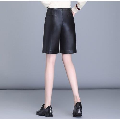 New Autumn Genuine Leather Woman High Sheep Pikuo Leg Pants Loose Directly Canister Fivepence Freeshipping