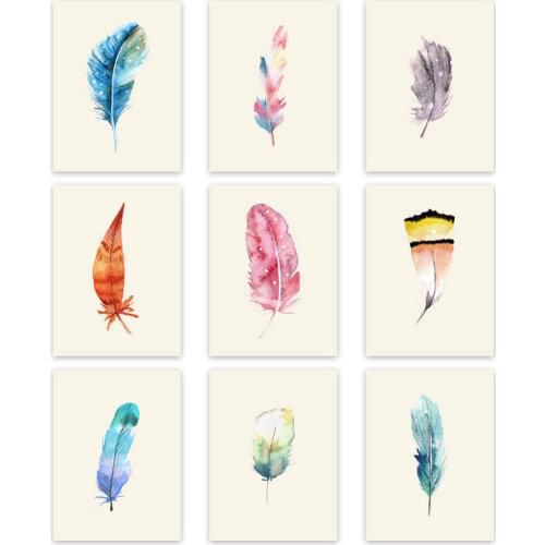 Nordic Watercolor Feather Wall Art Poster and Prints Minimalist Abstract Canvas Painting Modern Decorative Pictures Home Decor