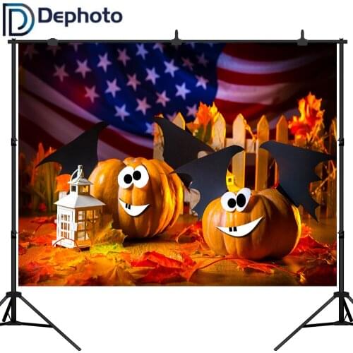 Dephoto Golden Pumpkin Photography Backdrop Happy Halloween Thanksgiving Day Vinyl Photo Background Studio Prop