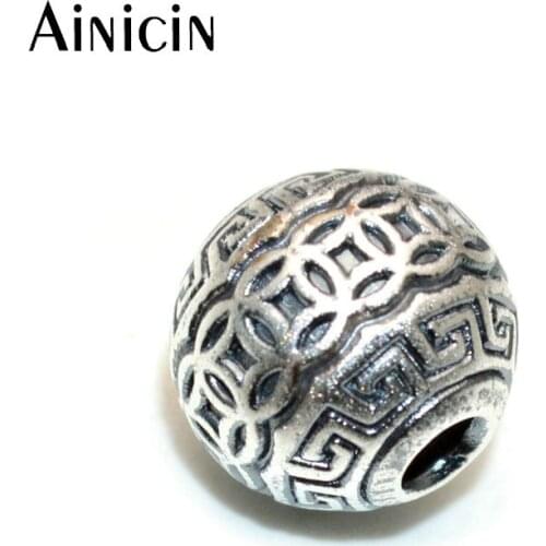 High Quality Chinese Style Ancient Gold Coin Carved 3mm Big Hole Loose Beads For Bracelet Necklace Making Findings 10pcs/lot