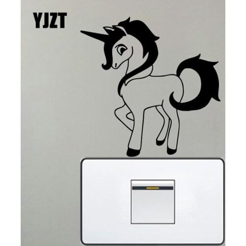 YJZT Personality Unicorn Vinyl Animal Pattern Cartoon Children Room Decor Wall Switch Sticker Decal 17SS-0494