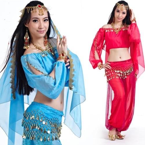 Fashion Bollywood Indian Belly Dance Costumes For Women 2 Piece/ Set Women Pants &Tops factory price