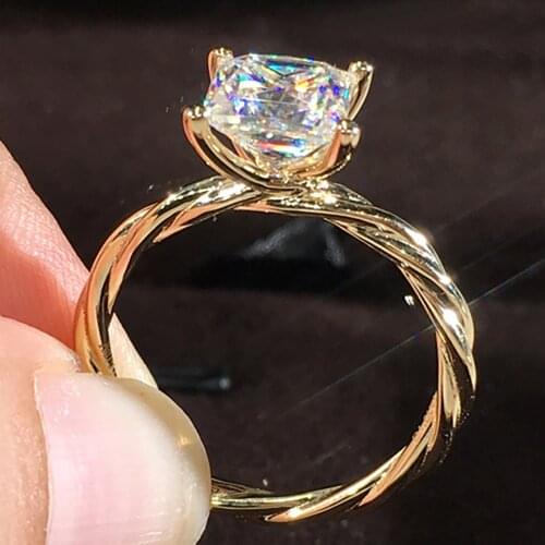 10K Au417 Yellow Gold Women Ring Moissanite Diamonds 1 2 3 4 5 Carat Square Princess Wedding Party Engagement Anniversary Ring