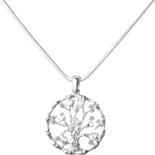 Tree of Life Model Women Necklace Zircon Gemstone Women Silver Necklace Unique Design Women 925 Sterling Silver