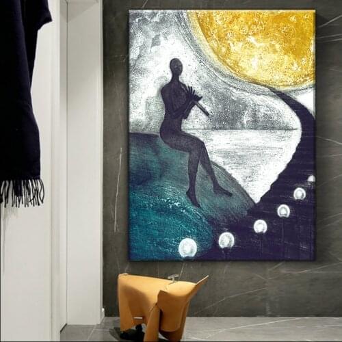 Painting by numbers Modern abstract figure painting posters Lotus canvas Home decoration Bedroom murals plants Print No frame