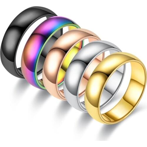 1 Pcs Classic Women Men Stainless Steel Wedding Ring 6mm Wide Polished Inside