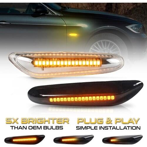 2Pcs Sequential Flashing LED Turn Signal Side Marker Lights For BMW E46 E90 E87 X3 E83 X1 E84 X5 E53 E91 E92 E60 E61 E81 E82 E88