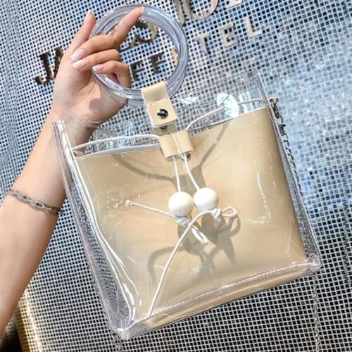 2018 Fashion Women Brand Mini Small Shoulder Bag Clear Transparent Drawstring Girls Cute Composite Bag Female Handbags
