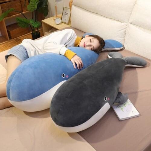 50-120cm New Giant Large Plush Toys Marine Animal Blue Whale Pillow Cushion Cartoon Cute Dolphin Plush Animal Kids Birthday Gift